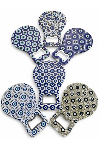 GALATA GIFT Evil Eye Bead Magnet Six (6 Pieces) for Bottles, Soda, Soda Opener Refrigerator