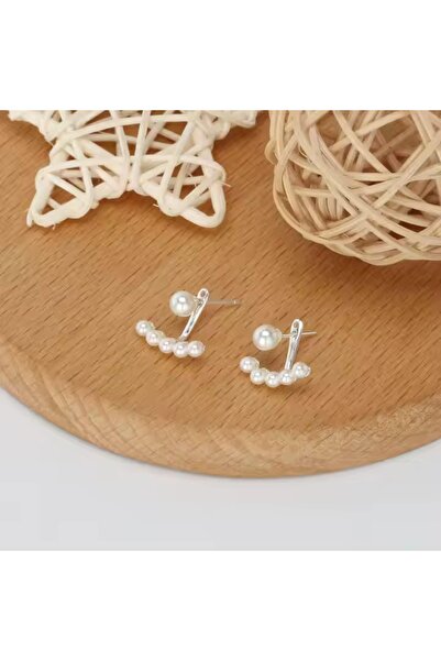 HOBİSY GIFT SHOP Modern Minimalist İnci Küpe | Antialerjik Gümüş Renk Çelik Küpe