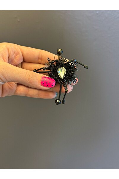 Gönülden Tasarım SİYAH BONCUK PAYETLİ KİRPİ AKSESUAR ARMA DİKİŞ AKSESUARI 4X4 CM