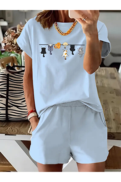 PENTHİLUS Σετ 2 τεμαχίων με γραφικά εμπριμέ, κοντομάνικο μπλουζάκι και σορτς,...