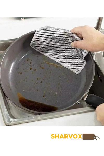 Sharvox Set of 2 Wire Cleaning Cloth Multi-Purpose Inox Non-Scratching Dishcloth Highqual Single Layer Tough Dirt Cloth