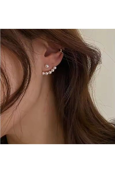 HOBİSY GIFT SHOP Modern Minimalist Pearl Earrings |   Antiallergic Gold Color Steel Earrings