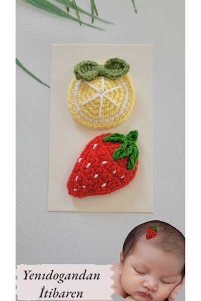 Lemon & Strawberry Fruit Model 2-Piece Hairless Baby Buckle Clip Newborn Buckle Baby Gift
