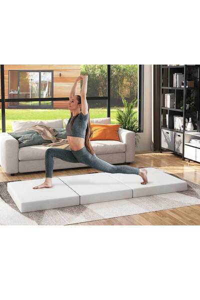 RevuBaby Çoton Katlanır Yatak, Yer Yatağı, Misafir Yatağı, Kamp Yatağı Sünger Katlanan Yatak 10CM Kalınlık