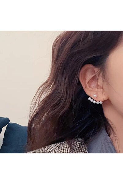 HOBİSY GIFT SHOP Modern Minimalist İnci Küpe | Antialerjik Gümüş Renk Çelik Küpe