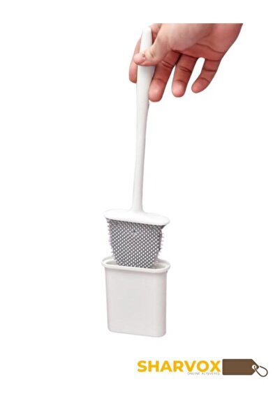Sharvox مجموعة فرشاة المرحاض المصنوعة من السيليكون باللون الأبيض، فرشاة سيليك...