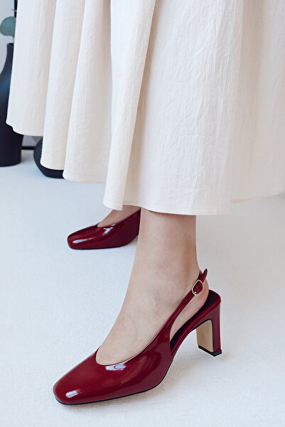 POLKA STORE Mirror Vintage Design Back Open Stiletto Evening Dress Heeled Women's Shoes