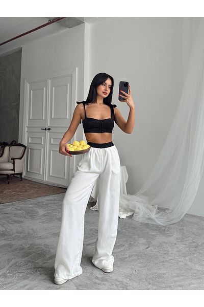 mydukkan.co Pantaloni Palazzo cu centură