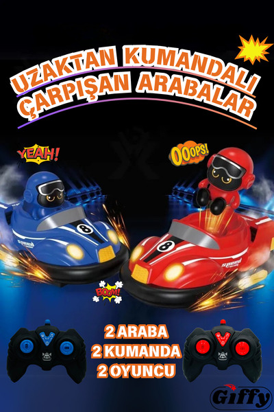giffy Oyuncak Uzaktan Kumandalı Çarpışan Arabalar - Şarjlı Drift Atan Hız Ayarlı Sesli Işıklı Müzikli