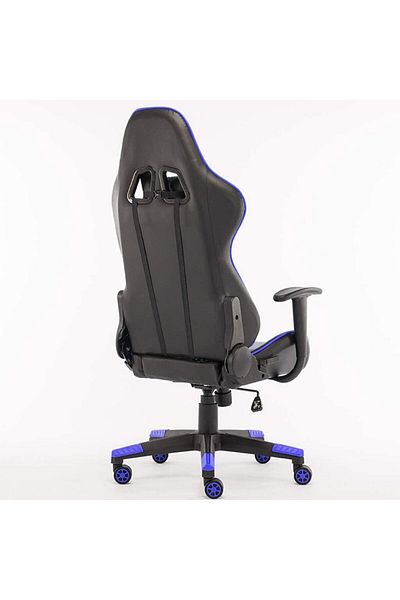 AWF AL WADI FURNITURE Ergonomic Adjustable Height and Back Gaming Chair with Footrest Blue and Black