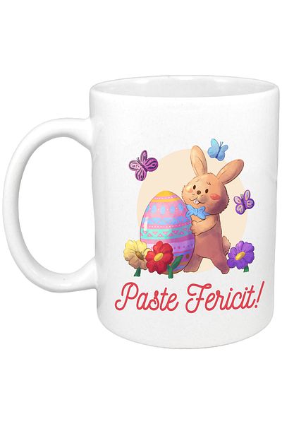 OEM Cana albă personalizată „Paște Fericit!”, Model 27, INOVATIX. 330 ml