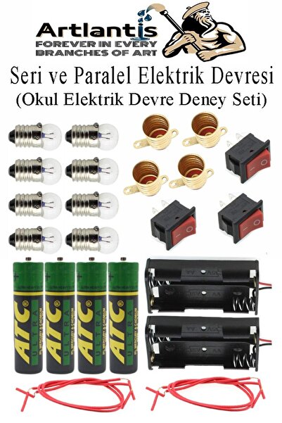 Artlantis Seri ve Paralel Basit Elektrik Devresi 1 Paket Deney Seti Sarı Mini...