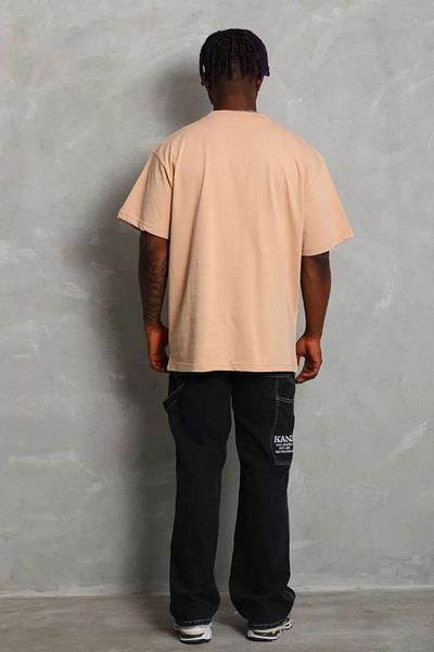 YALÇIN Μπλουζάκι Unisex Oversize Crew Neck σε μπεζ χρώμα