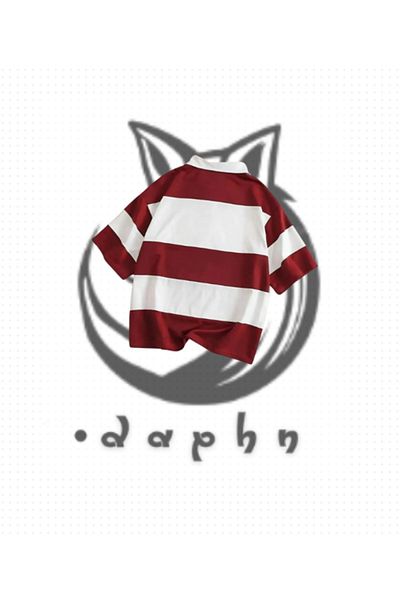 TEXTURA Striped Oversize Polo - Zippered Collar - Claret Red Fox Daphn Printed Set