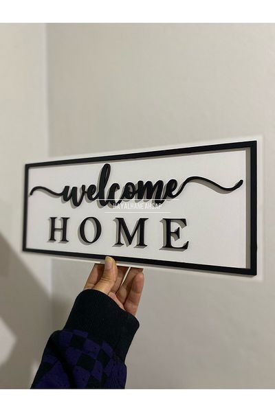 HAYALHANE AHŞAP HOME DECORATION & DESIGN Welcome Home Wooden Sign Door Ornament