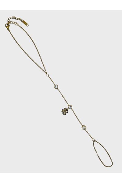 Arnes Jewelry Steel Zircon Stone Clover Shahmeran Bracelet