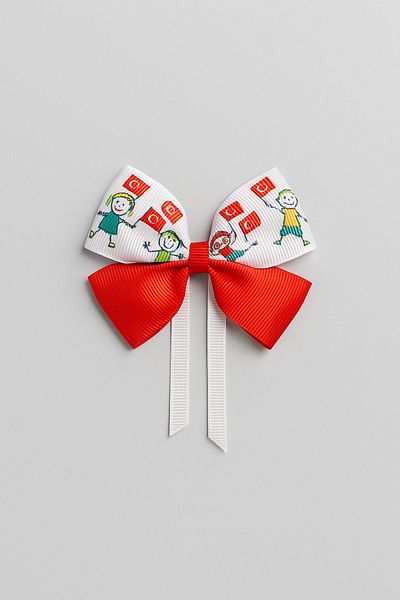 Magu Girl's Flag Themed Cotton Bow Buckle - Special for April 23 Celebrations