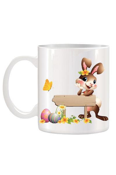 OEM Cana albă personalizată de Paște, imagine iepuraș, INOVATIX. 330 ml