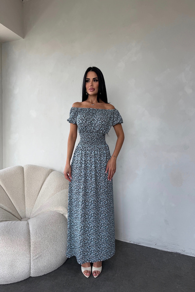 LİLA İSTANBUL Καλοκαιρινό φόρεμα με γιακά Madonna με λουλουδάτο σχέδιο (Τυπικ...