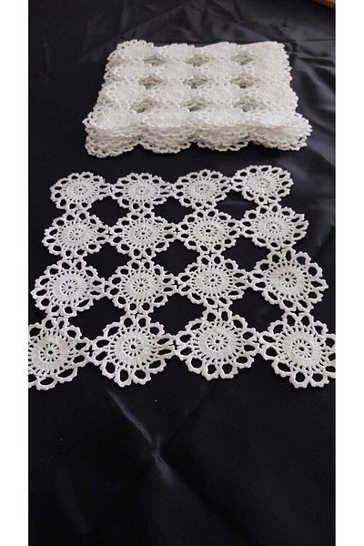 Papatyam 10 Pcs Lace Hand Knitted 18X18 Crochet Vintage Dowry Cotton