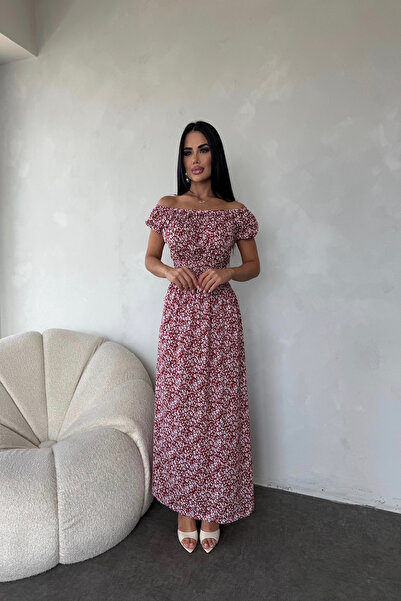 LİLA İSTANBUL Καλοκαιρινό φόρεμα με γιακά Madonna με λουλουδάτο σχέδιο (Τυπικ...