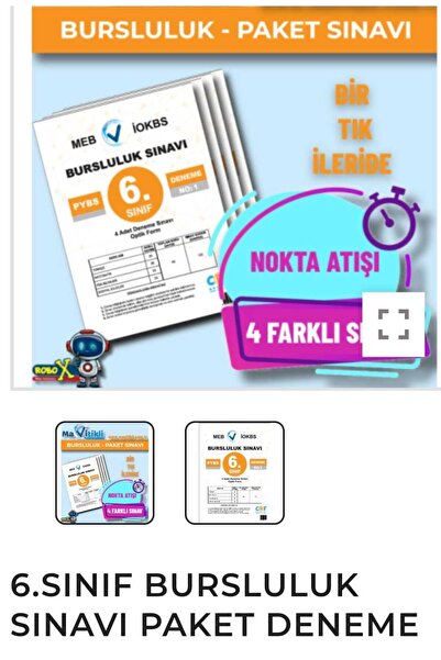 Mavitikli Yayıncılık MAVİTİKLİ CRF Akademi 6.Sınıf PYBS- İOKBS Bursluluk Sınavı 4'lü Paket Deneme