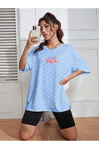 Boi Tricou de vară oversize din bumbac cu imprimeu floral de vară