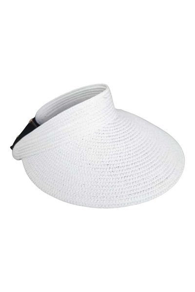Aware Time Women's Visor Straw Adjustable Back Beach Tennis Hat
