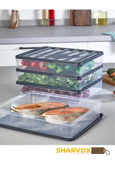 Sharvox Set of 5 Microwave and Refrigerator Storage Containers - Refrigerator Organizer 1X1000Ml,1X2500Ml, 3X250Ml