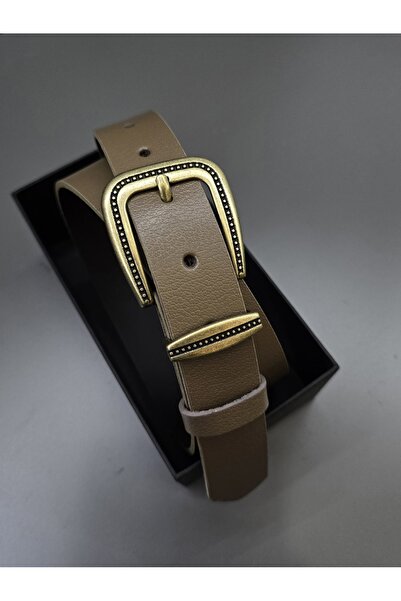 Kemerix 100% Genuine Leather Antique Coated Buckle Mink Belt