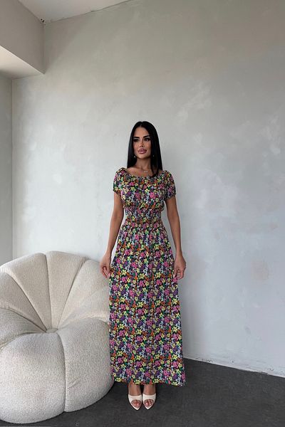 LİLA İSTANBUL Madonna Collar Floral Patterned Dress (Standard Size S/M/L Compatible)