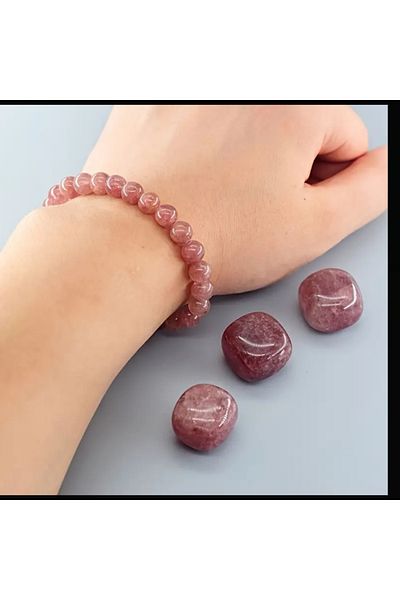 ORGANICYOU Stylish Strawberry Quartz Bracelet - Natural Stone and Chic Beads