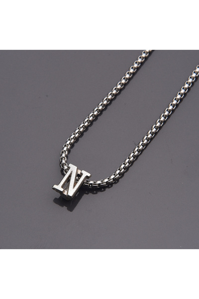 idolavm Kişiye Özel Harfli Erkek Kolye Çelik Takı Hediyelik Aksesuar