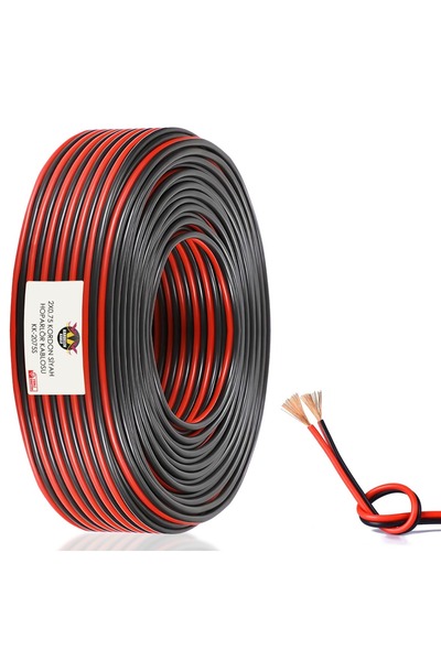 Genel Markalar YILTECH Siyah Kordon 2x0.75mm 100 Metre Garantili Yüksek Kalite Cca Kablo Hoparlör Kablo Zayıf Akım