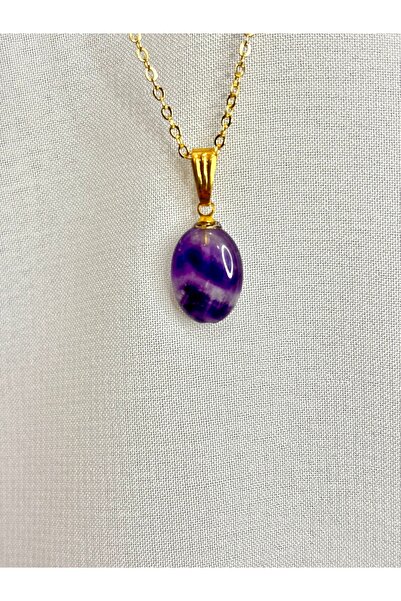 kuartz Ametist minimal sertifikalı kolye. Zincir ile gönderilir.