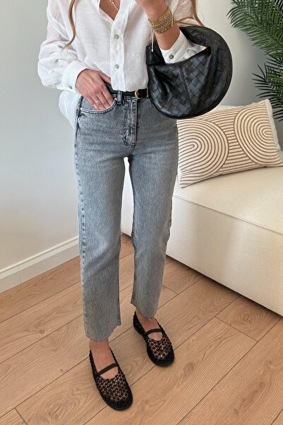 Suziş Γυναικείο παντελόνι με κομμένο γκρι Lycra