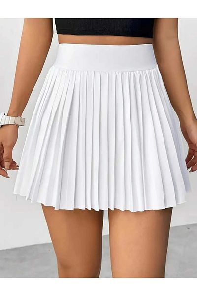 PAWWY Elastic Waist Pleated Mini Skirt