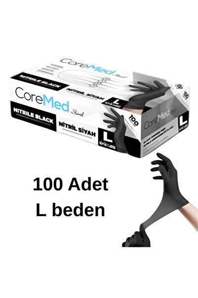 Vitapac Coremed 100 lü Çok Amaçlı Pudrasız Nitril Eldiven Siyah,L beden