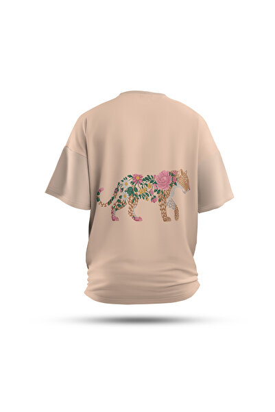 Zestia تي شيرت للجنسين، طباعة بتلة بريداتور من الخلف، عادي، 100% قطن، كريمي رقم: 00733