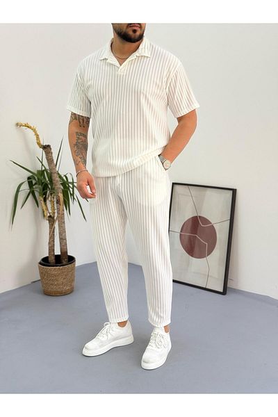 Combineman35 Men's Lycra Twill Ottoman Fabric Polo Collar Tshirt-Pants Set of 2