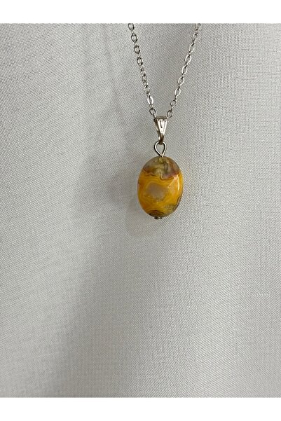 kuartz Opal taşı kolye. Sertifikalı minimal boy