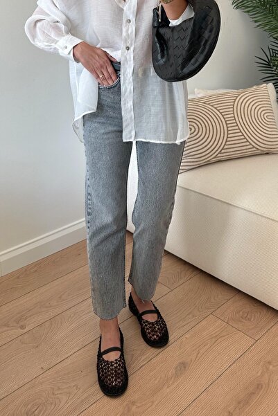 Suziş Γυναικείο παντελόνι με κομμένο γκρι Lycra