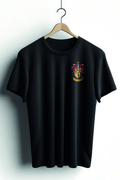 Zestia Unisex T-shirt, Gryffindor Tasarım Baskılı,regular, %100 Pamuk, Siyah T-shirt No: 00524