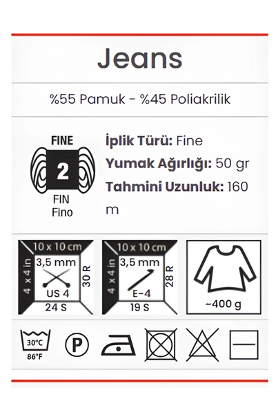 Yarnart 10 x Jeans 80 10'lu Paket Amigurimi Bebek Ipi Jeans 10 Adet