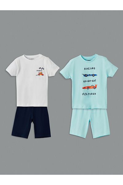 LC Waikiki Standard Pattern 100% Cotton Combed Fabric Baby Boy Pajama Set of 2