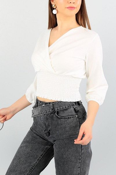 PAWWY Gipped Double Breasted Collar Stylish Blouse Shirt