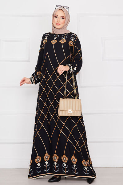 EBRUTESETTÜR Diamond Patterned Hijab Viscose Dress