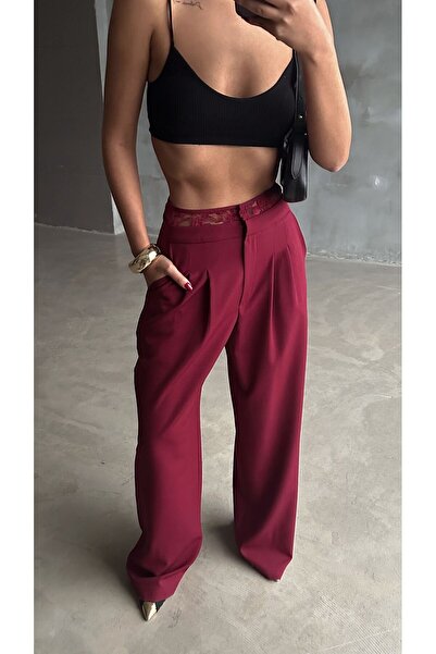 mydukkan.co Kemeri Dantel Detaylı Palazzo Pantolon