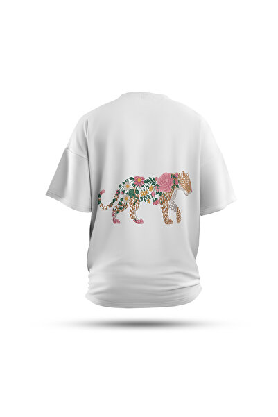 Zestia تي شيرت للجنسين، طباعة بتلة بريداتور من الخلف، عادي، 100% قطن، تي شيرت أبيض رقم: 00733