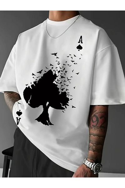 FULL TOLERANCE Yd Desi̇ng Oversized Spades as Printed T-Shirt